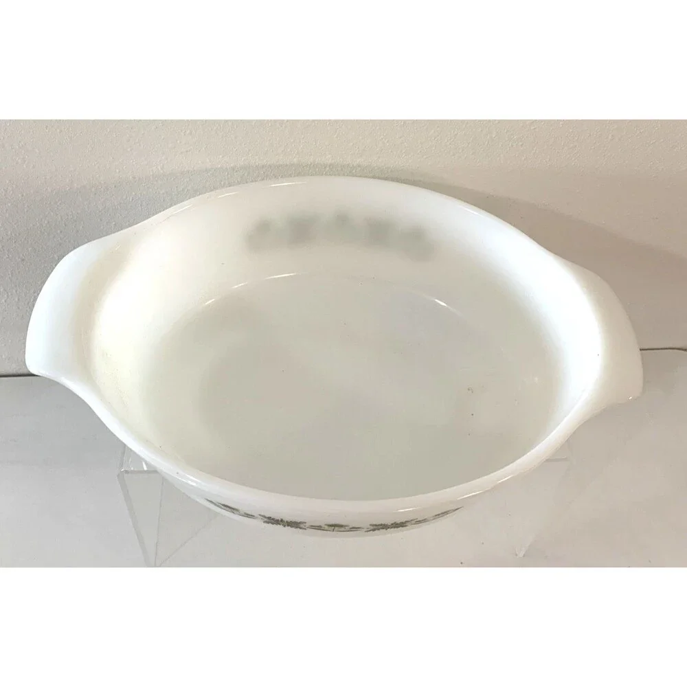 Anchor Hocking Fire King White Green Meadow Fire King Oval Baking Dish 1 .5 QT.
